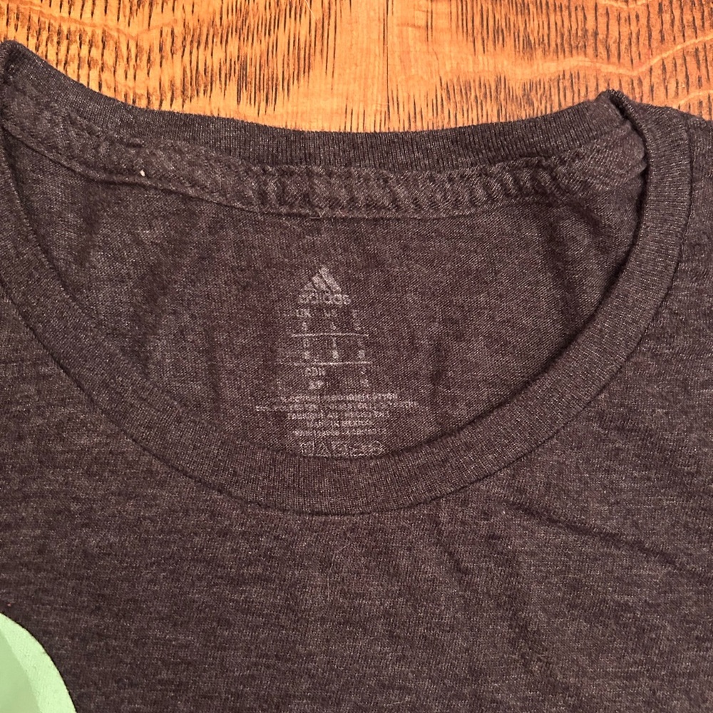 Adidas Women's Charcoal Tee with Mint Logo - Picture 2 of 3